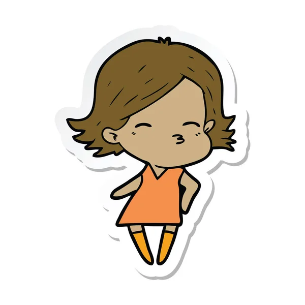 Sticker van de vrouw van een cartoon — Stockvector