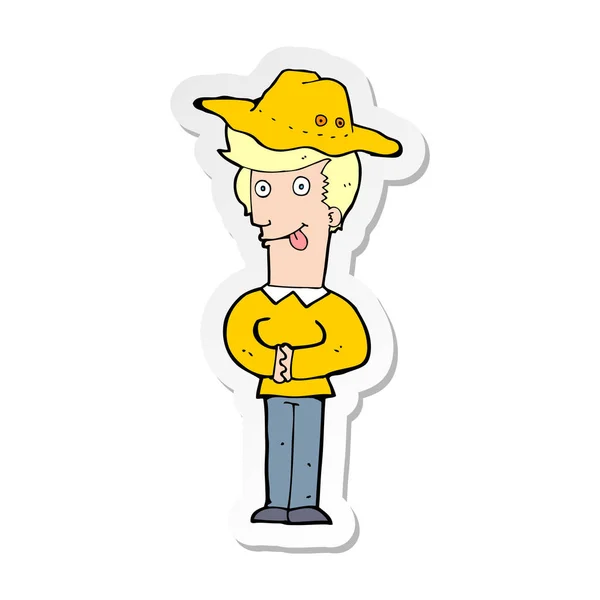 Sticker voor een tekenfilm man in hat — Stockvector