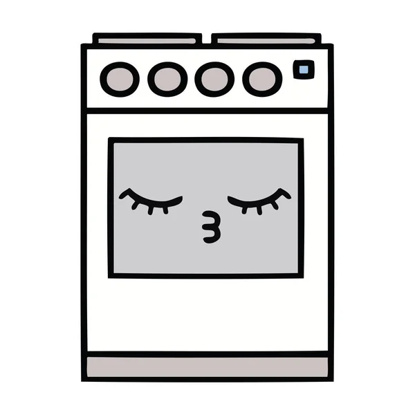 Lindo horno de cocina de dibujos animados — Vector de stock