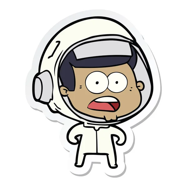 Sticker Van Een Cartoon Verrast Astronaut — Stockvector