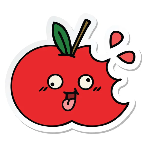 Sticker of a cute cartoon red apple — Stock Vector