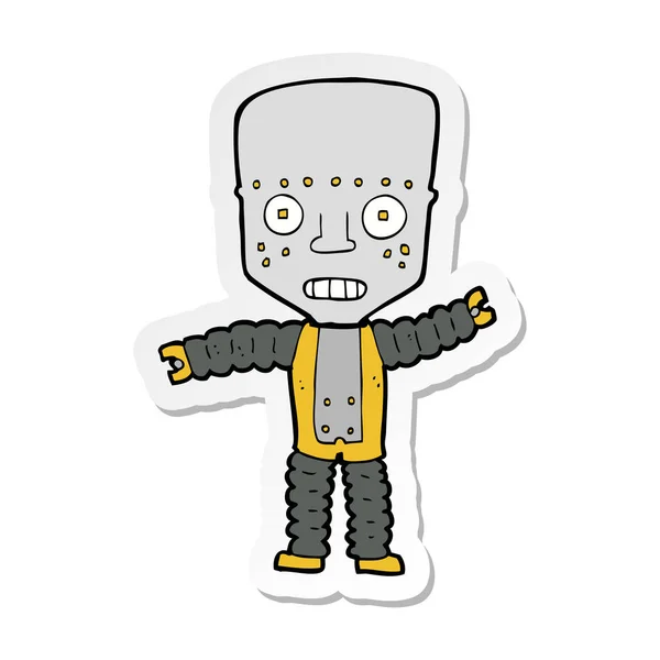 Bir Çizgi Film Robot Sticker — Stok Vektör