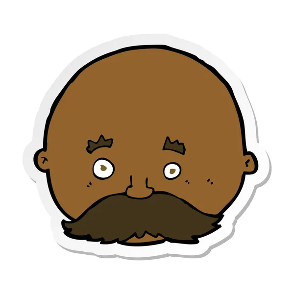 Pegatina de un hombre calvo de dibujos animados con bigote — Vector de stock