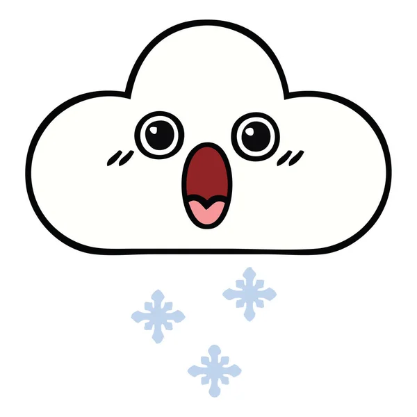 Lindo Dibujo Animado Una Nube Nieve — Vector de stock