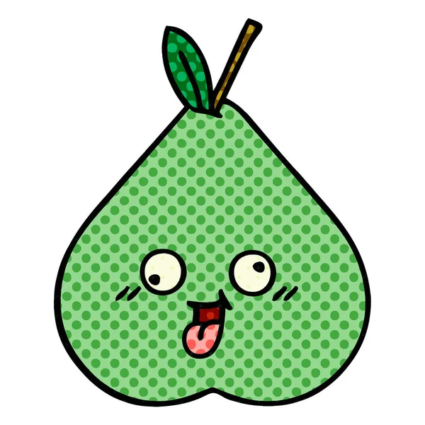 Comic book style cartoon green pear — стоковый вектор