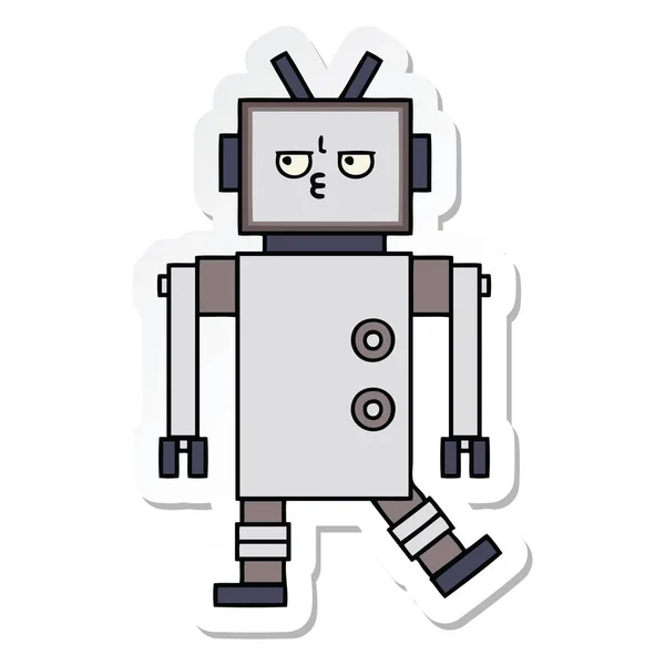 Pegatina de un lindo robot de dibujos animados — Vector de stock