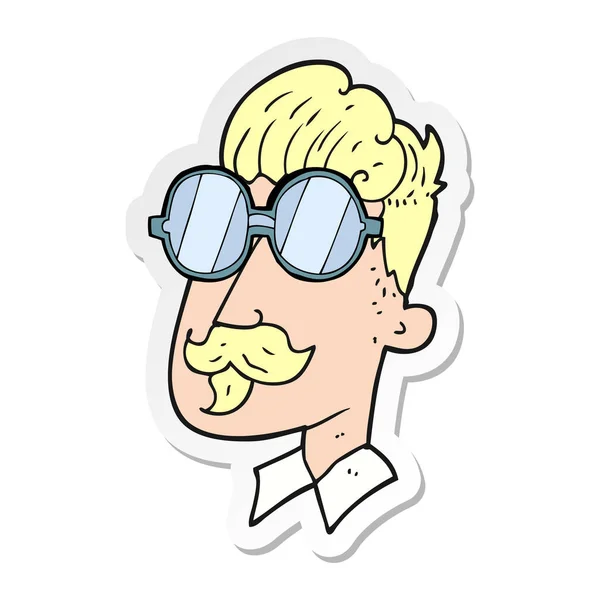 髭と眼鏡漫画男のステッカー — ストックベクタ