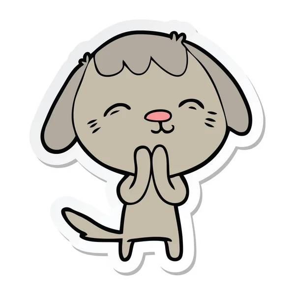 Sticker Happy Cartoon Dog — Stock Vector