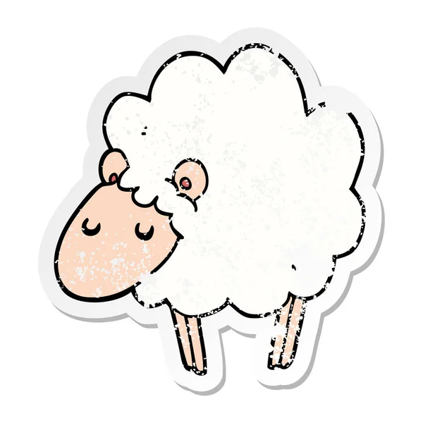 Distressed Sticker Cartoon Sheep — Stock Vector