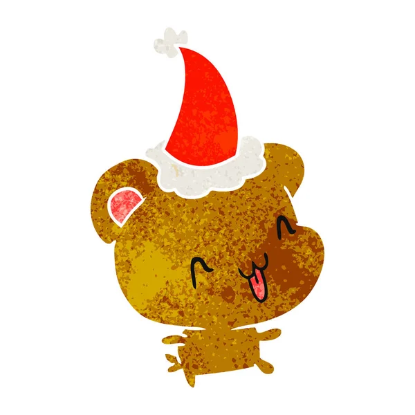 Natale retro cartone animato di orso kawaii — Vettoriale Stock