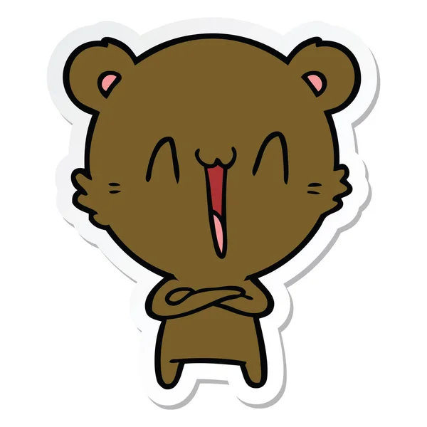 Sticker van een happy bear cartoon — Stockvector