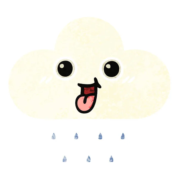 Illustration rétro style dessin animé pluie nuage — Image vectorielle