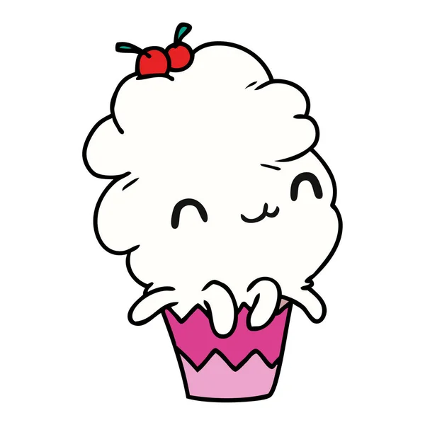 Γελοιογραφία kawaii χταπόδι cupcake — Διανυσματικό Αρχείο