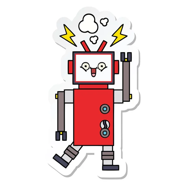 Sevimli çizgi robot Sticker — Stok Vektör