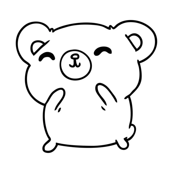 Rysowanie linii kawaii słodkie niedźwiedź szczęśliwy — Wektor stockowy