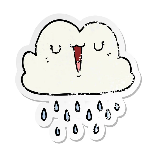 Nödställda klistermärke av en tecknad storm cloud — Stock vektor