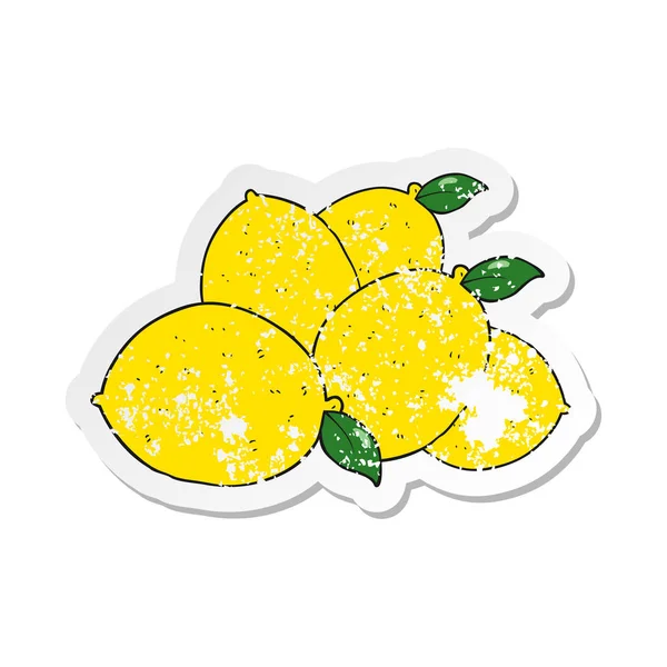 Stiker retro tertekan dari lemon kartun - Stok Vektor