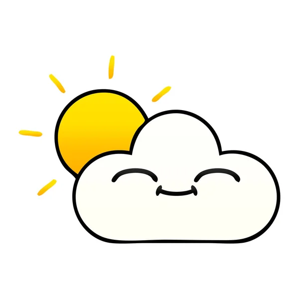 Gradientu Zacieniowane Kreskówka Słońce Chmury — Wektor stockowy