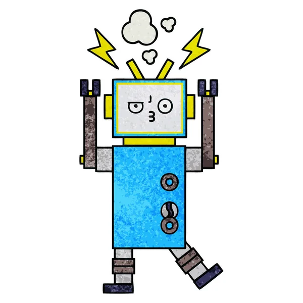 Retro Grunge Textur Cartoon Roboter — Stockvektor