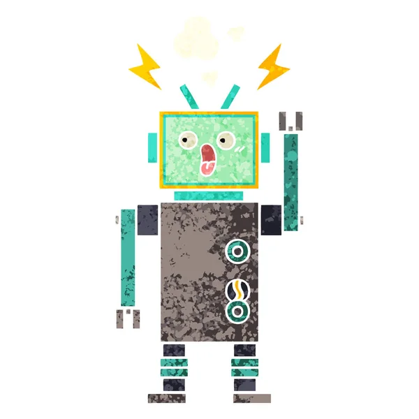 Retro illustration stil tecknad robot — Stock vektor