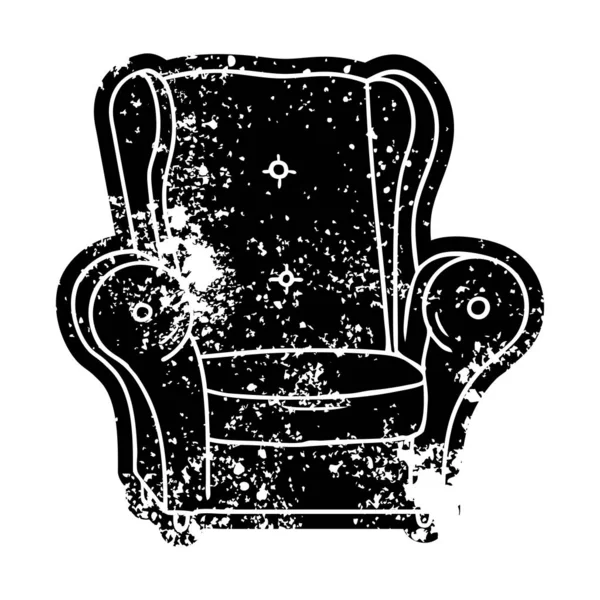 Grunge icon drawing of an old armchair — Stock Vector