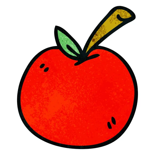 Ručně Tažené Bizarní Kreslených Jablko — Stockový vektor