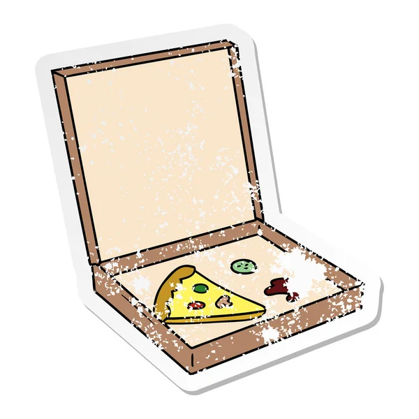 Kreskówka naklejki trudnej sytuacji doodle plasterek pizzy — Wektor stockowy