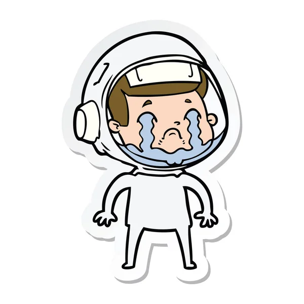Autocollant Astronaute Pleurs Dessin Animé — Image vectorielle