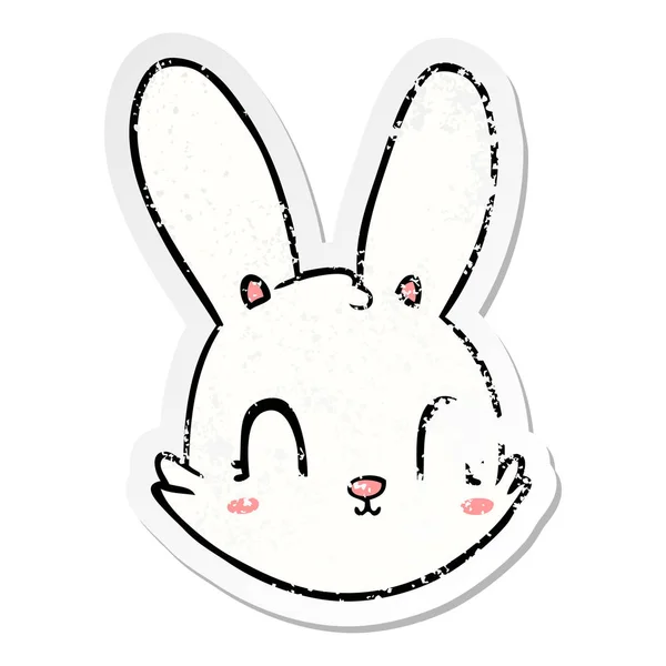Trudnej sytuacji naklejka twarz kreskówka króliczek — Wektor stockowy