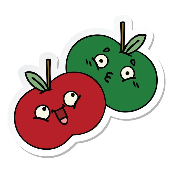 Aufkleber Eines Niedlichen Cartoons Saftigen Apfel — Stockvektor