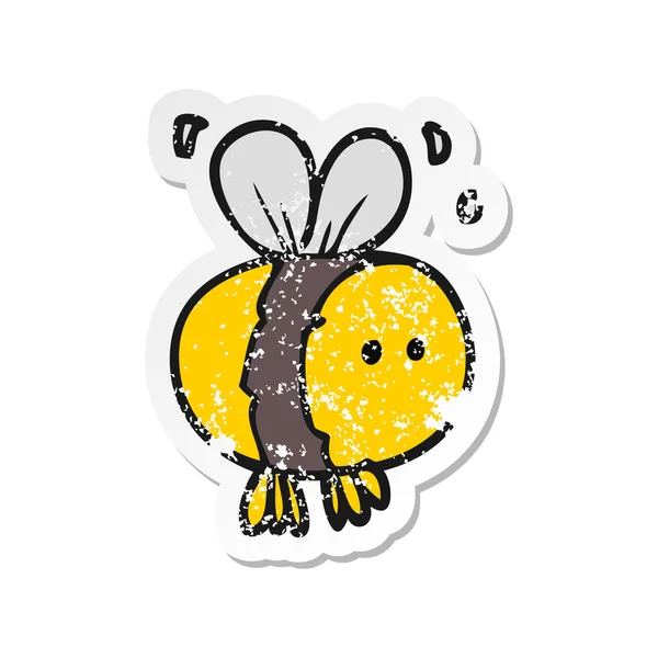 bir çizgi film arı Retro sıkıntılı etiket