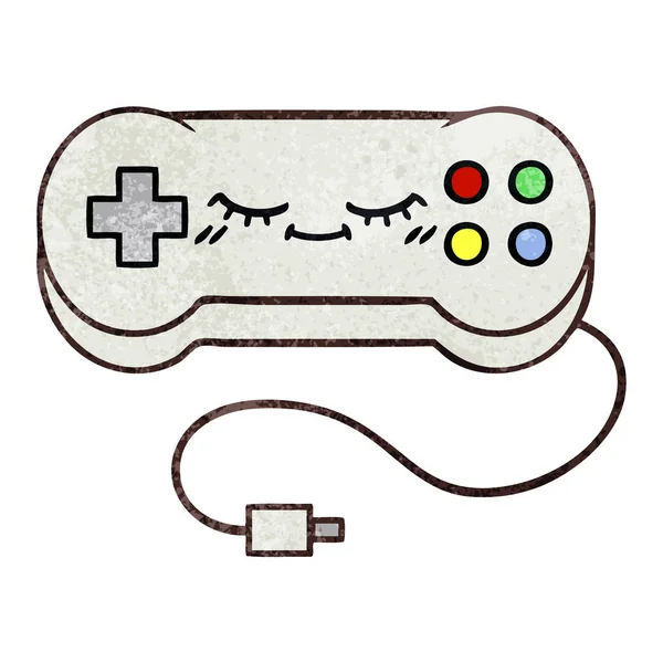 Retro Grunge Textur Karikatur Eines Game Controllers — Stockvektor