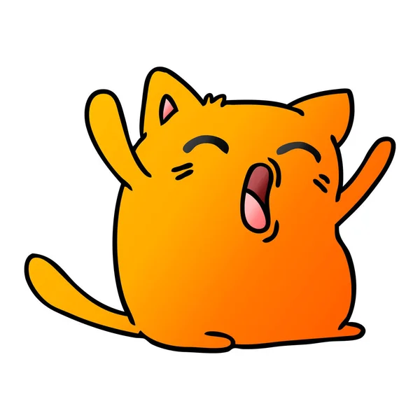 Dibujo Dibujado Mano Alzada Gradiente Lindo Gato Kawaii — Vector de stock