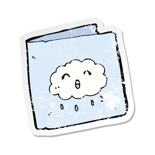 雲のパターンを持つ漫画のカードのレトロな苦しめられたステッカー — ストックベクタ