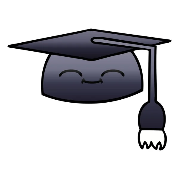 Dibujo Animado Sombreado Degradado Sombrero Graduación — Archivo Imágenes Vectoriales