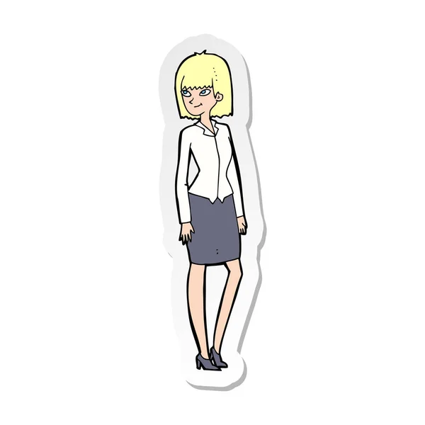 Sticker van een cartoon mooie zakenvrouw — Stockvector