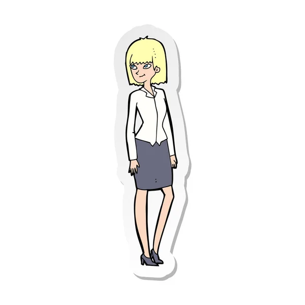 Sticker of a cartoon pretty businesswoman — Stock Vector