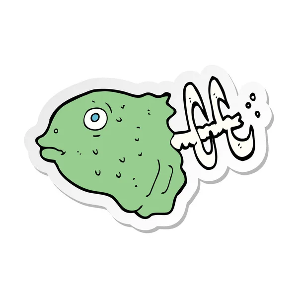 Sticker Cartoon Fish Head — Stock Vector