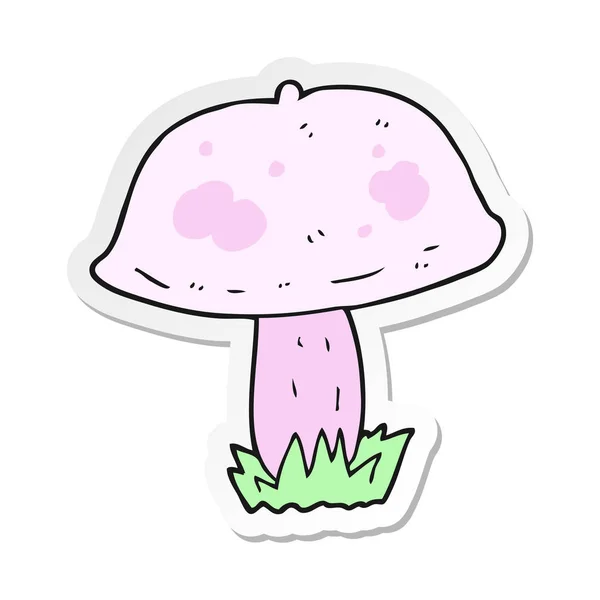 Sticker of a cartoon mushroom — Stock Vector