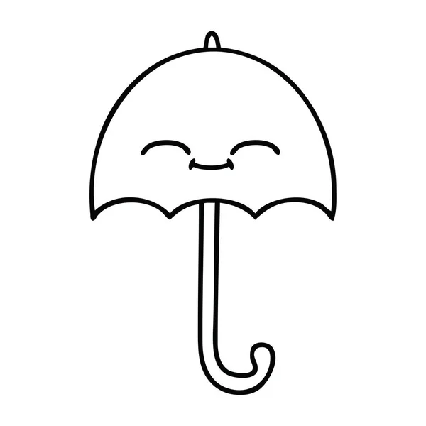 Линия рисования мультяшный зонтик — стоковый вектор