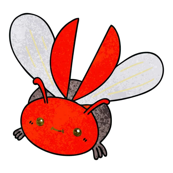 Peculiar mano dibujado dibujos animados volando escarabajo — Vector de stock