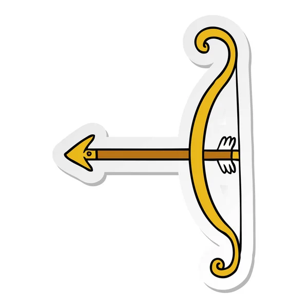 Pegatina de dibujos animados garabato de un arco y flecha — Vector de stock