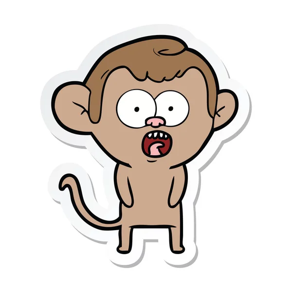 Sticker Cartoon Shocked Monkey — Stock Vector