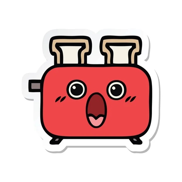 Sticker of a cute cartoon of a toaster — Stock Vector