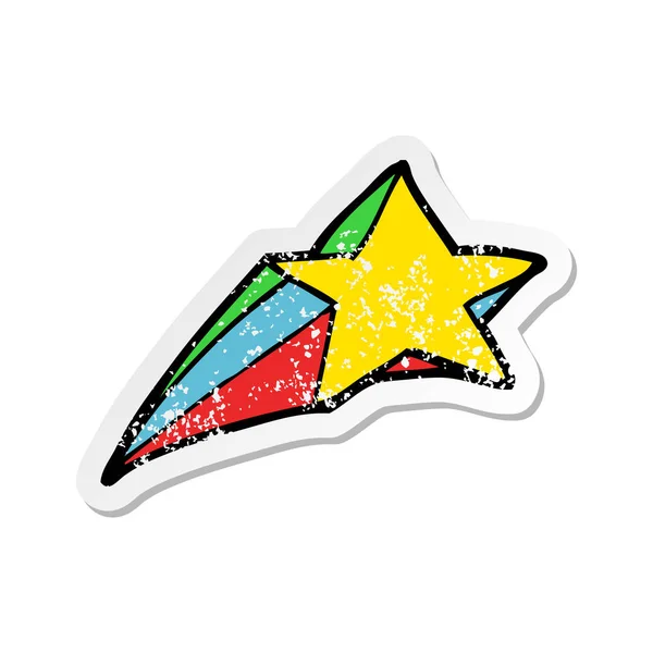 Calcomanía Angustiada Una Estrella Fugaz Caricatura Decorativa — Vector de stock