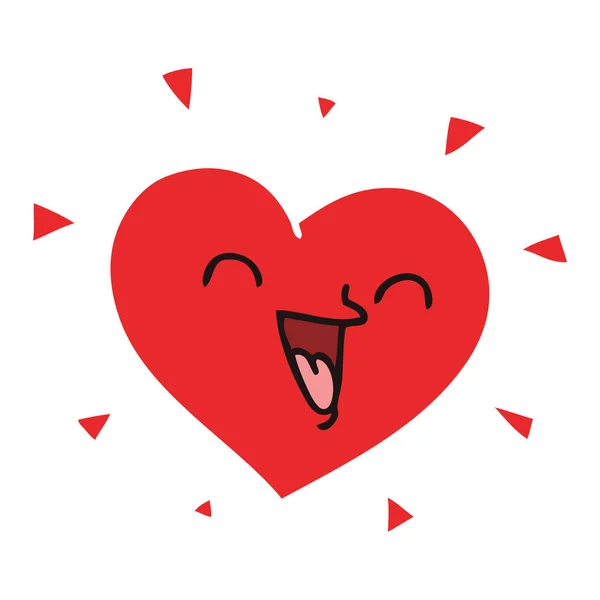Нарисованный Вручную Причудливый Мультфильм Счастливом Сердце — стоковый вектор