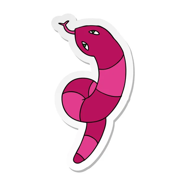 Pegatina de dibujos animados de una serpiente larga — Vector de stock