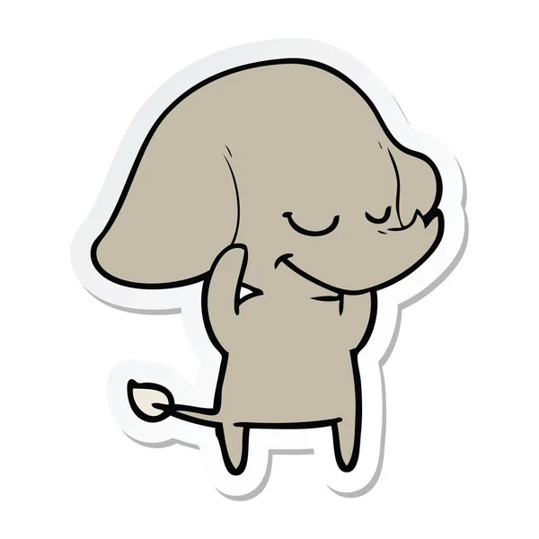Adesivo Cartone Animato Elefante Sorridente — Vettoriale Stock