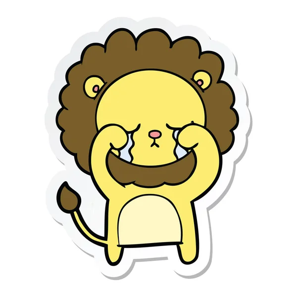 Sticker of a crying cartoon lion — Stock Vector
