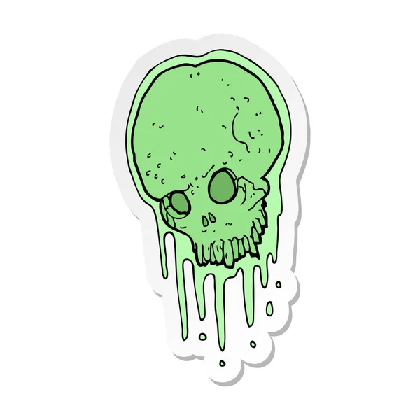 Sticker Cartoon Slimy Skull — Stock Vector